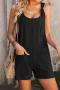 casual non-stretch solid color sling 5 colors overalls_Black