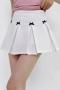 new sexy non-stretch 4-color bow pleated skort(size run small)_Black_White