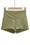 new sexy slight stretch 7-color cross v high-waist shorts(size run small)_Black_White_Gray_Pink_Forest Green