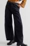new stylish solid color slight stretch casual wide-leg cropped jeans_Black