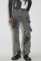 casual slight stretch denim detachable decoration high-waist jeans_Black_Gray