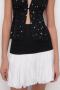 slight stretch stylish contrast color high-waisted casual lantern skirt_White