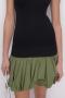 slight stretch stylish contrast color high-waisted casual lantern skirt_White_Red_Dark Green