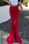 sexy slight stretch 4 colors 3d flower decor slim slit skirt_Black_Red