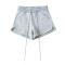 solid color pocket slight stretch drawstring casual shorts size run small_Black_White_Gray