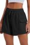 plus size 4 colors new stylish slight stretch drawstring casual simple shorts_Black