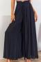 new casual plus-size non-stretch 9-color knit wide-legged loose long pants_Black