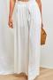 new casual plus-size non-stretch 9-color knit wide-legged loose long pants_Black_White
