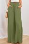 new casual plus-size non-stretch 9-color knit wide-legged loose long pants_Black_White_Aqua Green_Green_Forest Green