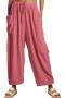 new casual plus-size slight stretch 11-color wide leg long pants_Black_White_Gray_Pink
