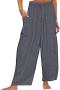 new casual plus-size slight stretch 11-color wide leg long pants_Black_White_Gray