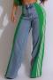 casual plus-size slight stretch patchwork high waist jeans(new added colors)_Black_White_Red_Green