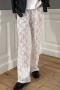 new sexy slight stretch solid color lace hollow perspective long pants_Black_White