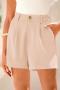 plus size summer solid color slight stretch high-waist zip-up casual shorts_Black_Pink_Beige