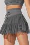 stylish slight stretch high waist pure color skorts_Black_White_Dark Gray