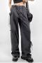 casual non-stretch drawstring straight cargo pants(size run small)_Black_Dark Gray