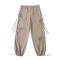 casual non-stretch drawstring straight cargo pants(size run small)_Black_Dark Gray_Pink_Aqua Green_Khaki
