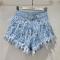summer stylish feather tassel rhinestone non-stretch denim shorts size run small_Black_Sky Blue