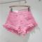 stylish non-stretch pure color zip-up all-match denim hot shorts size run small_Black_White_Dark Gray_Pink
