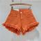 stylish non-stretch pure color zip-up all-match denim hot shorts size run small_Black_White_Dark Gray_Pink_Orange