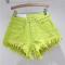 stylish non-stretch pure color zip-up all-match denim hot shorts size run small_Black_White_Dark Gray_Pink_Orange_Light Green