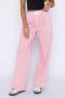 casual non-stretch 8-colors striped print loose straight pants_Black_Pink