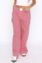 casual non-stretch 8-colors striped print loose straight pants_Black_Pink_Red
