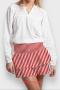 new sexy slight stretch patchwork striped batch printing short skirt_Red