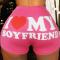 sexy plus size slight stretch letter heart fixed printing high-waist shorts_Pink
