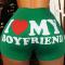 sexy plus size slight stretch letter heart fixed printing high-waist shorts_Pink_Yellow_Green