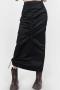 new casual non-stretch patchwork asymmetrical shirred back slit midi skirt(size run small)_Black
