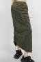 new casual non-stretch patchwork asymmetrical shirred back slit midi skirt(size run small)_Black_Dark Green