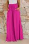 stylish non-stretch solid color high waist with pocket wide leg pants_Black_White_Magenta