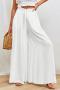 stylish non-stretch solid color high waist with pocket wide leg pants_Black_White