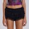 sexy slight stretch lace cascading ruffle shorts_Black