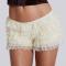 sexy slight stretch lace cascading ruffle shorts_Black_White