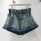 stylish non-stretch denim gradient color high waist shorts(size run small)_Gray_Blue