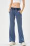 stylish slight stretch casual loose denim barbie sports pants size run small_Dark Gray_Sky Blue_Blue