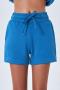 pure color drawstring pocket slight stretch casual sports shorts size run small_Black_Dark Gray_Blue