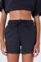 pure color drawstring pocket slight stretch casual sports shorts size run small_Black
