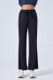 pure color slight stretch laced loose casual sports pants size run small_Black