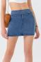 sexy xs-xl pure color slight stretch slim pocket denim mini skirt_Dark Gray_Blue