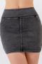 sexy xs-xl pure color slight stretch slim pocket denim mini skirt_Dark Gray