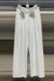 new casual non-stretch applique lace-up high-waist pleated wide-leg pants_Black_White