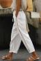 new casual plus-size slight stretch patchwork lace hollow pants_White