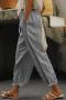 new casual plus-size slight stretch patchwork lace hollow pants_White_Gray