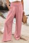 new casual plus-size slight stretch16-color high-waist wide-leg pants_Black_White_Gray_Pink