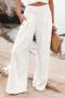 new casual plus-size slight stretch16-color high-waist wide-leg pants_Black_White