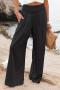 new casual plus-size slight stretch16-color high-waist wide-leg pants_Black