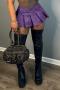 sexy plus size non-stretch 6 colors pu pleated zip-up mini skirt (only skirt)_Black_Gray_Red_Purple